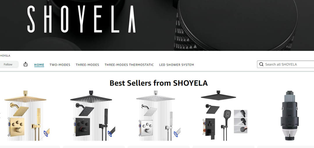 SHOYELA淋浴系统及淋浴阀商品页面
