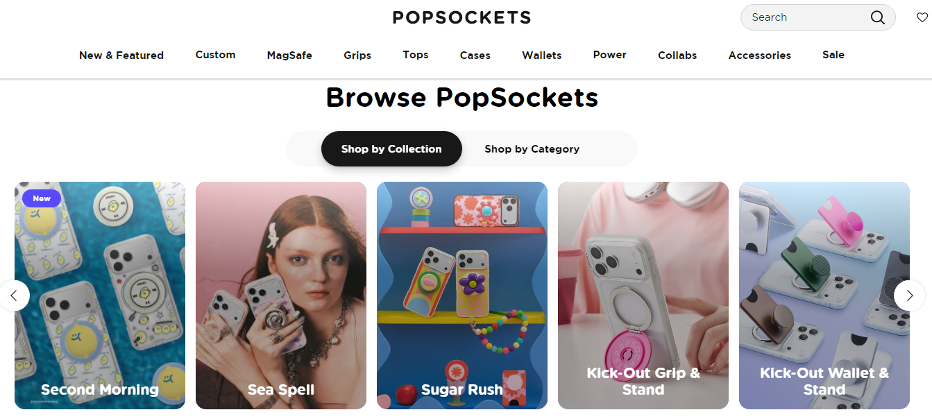 PopSockets官方网站产品系列页面