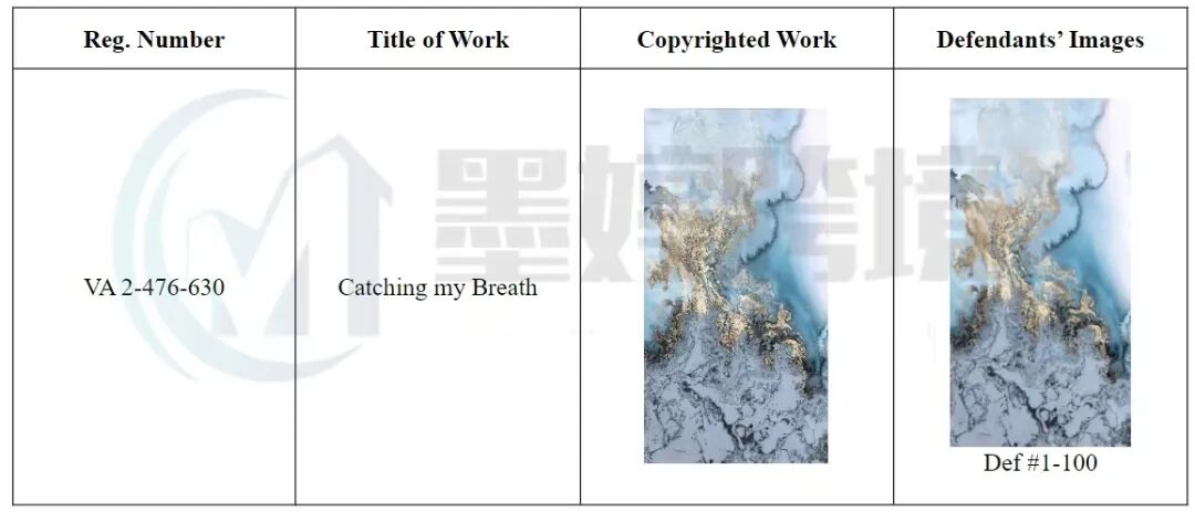 Beth Nicholas 版权作品与被告图片对比材料