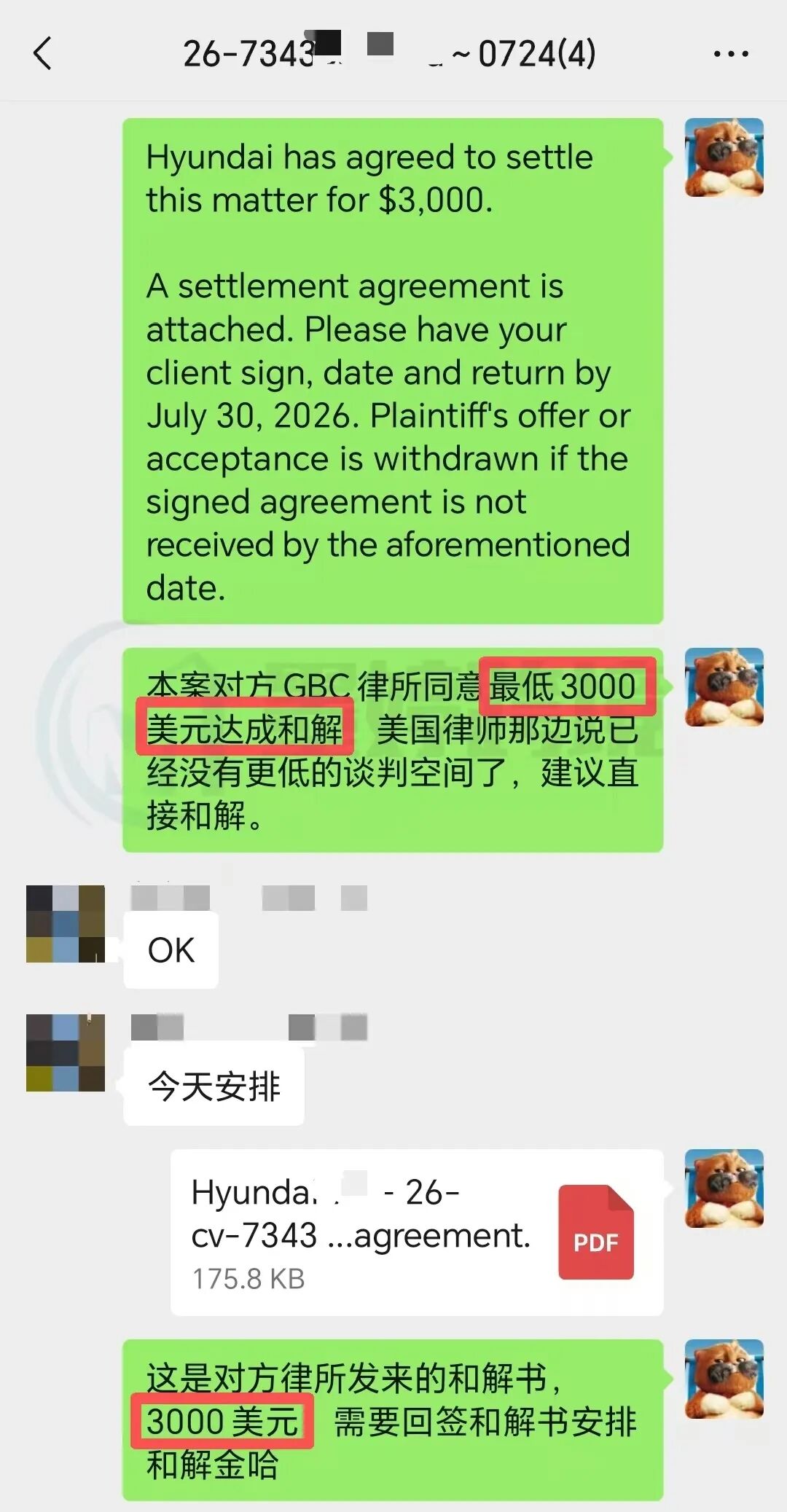 Hyundai商标案件聊天记录截图