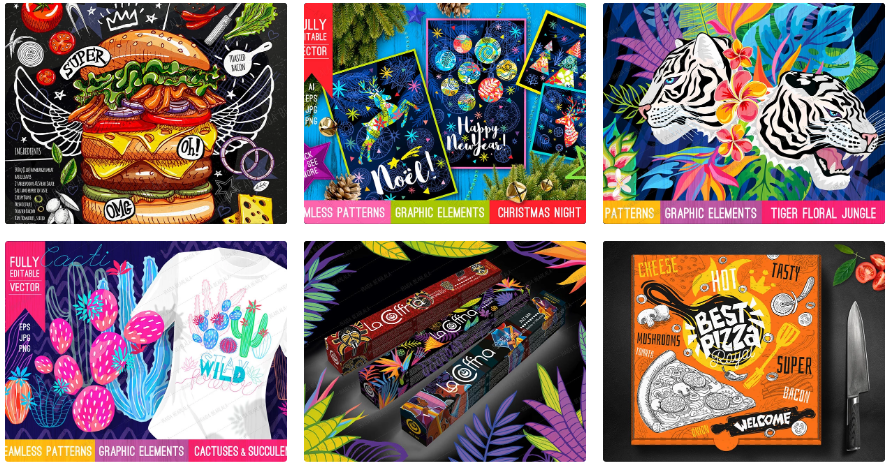 ELVIRA SAFIULLINA版权作品中的植物、花卉和叶片图案示例