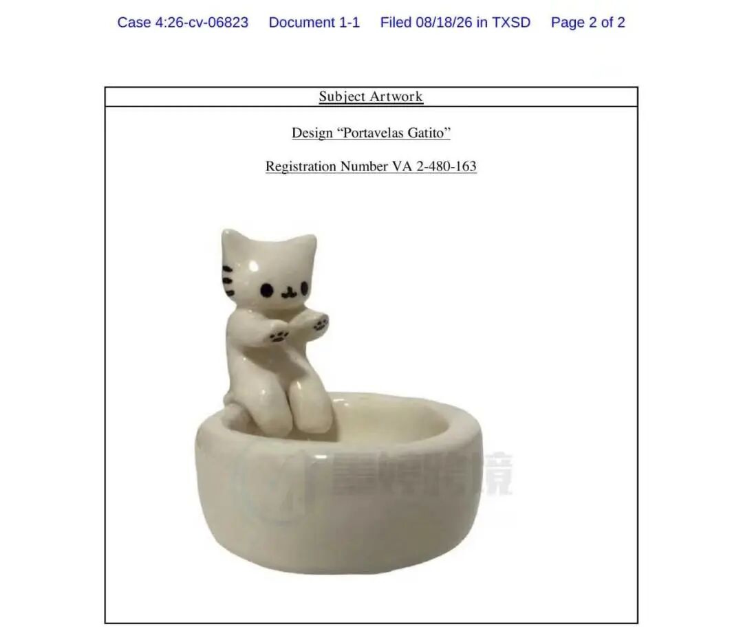 SOFIA WULER作品Portavelas Gatito版权登记材料截图，登记号VA 2-480-163