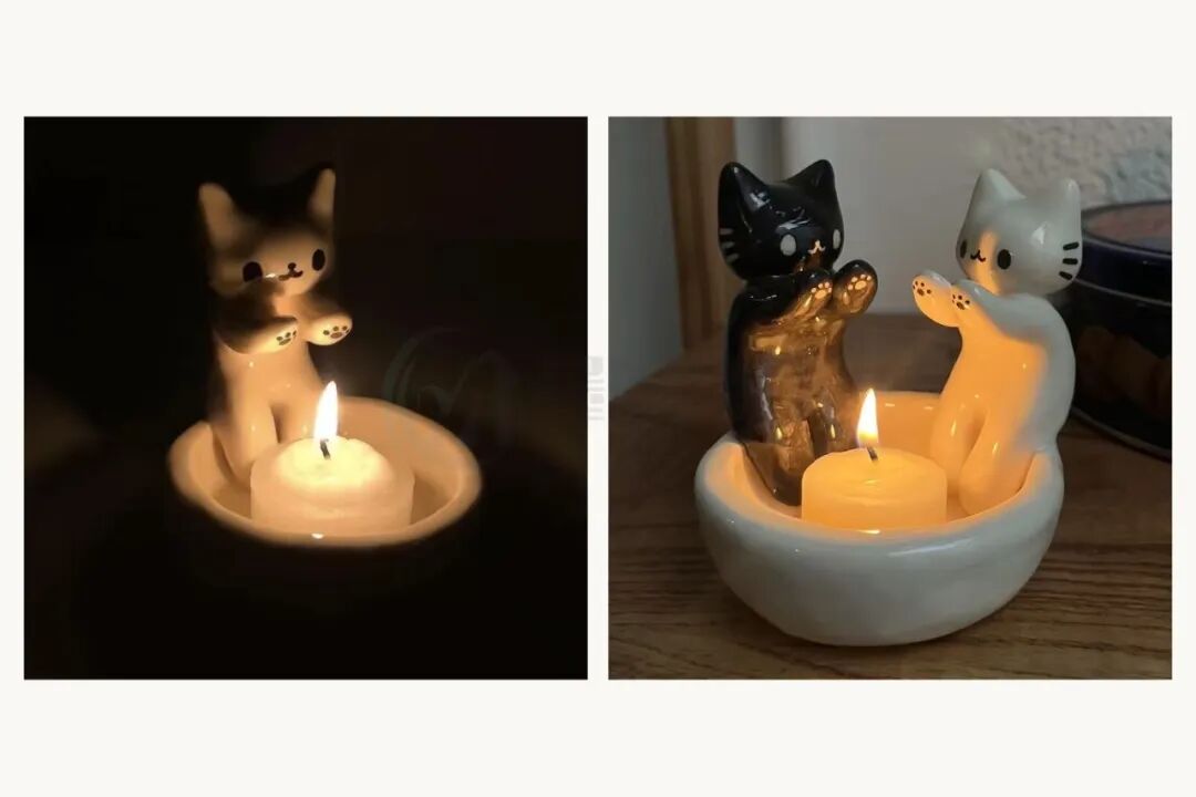 SOFIA WULER猫咪陶瓷烛台产品图片