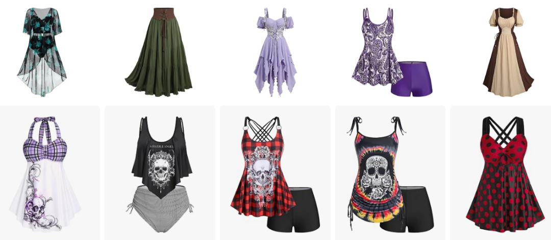 ROSEGAL服装和图案商品展示页面截图
