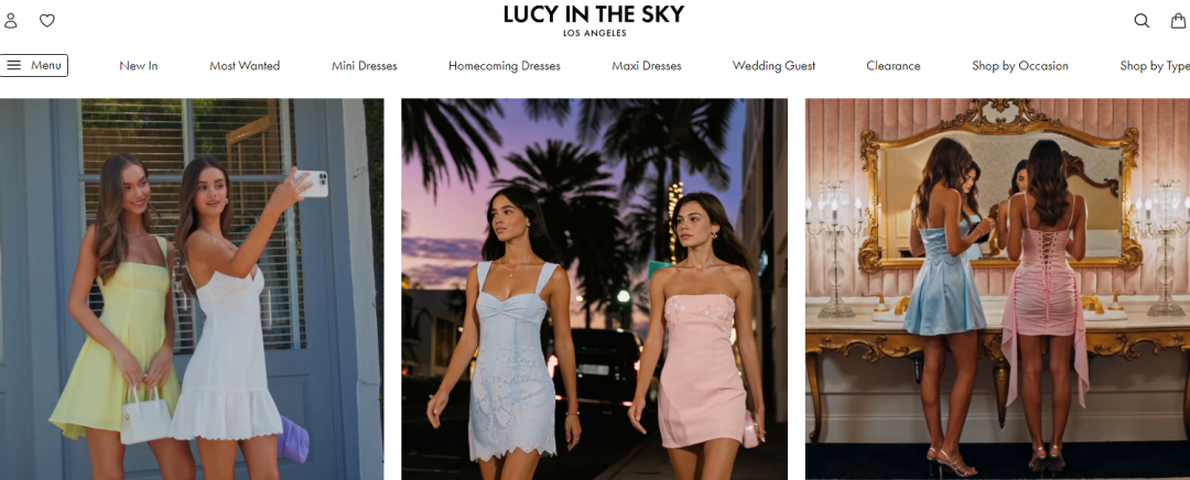 LUCY IN THE SKY女装品牌官网页面截图