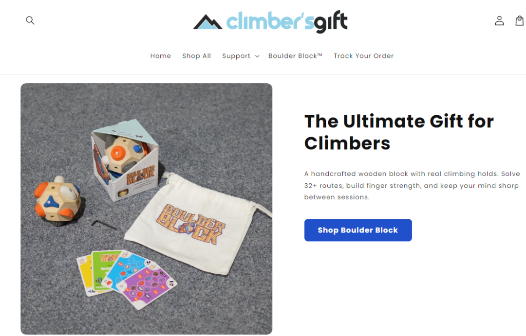 ClimbersGift官网Boulder Block产品页面截图