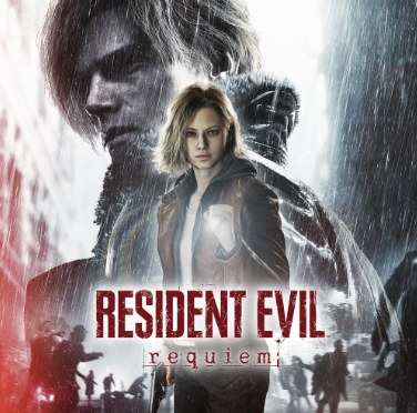 Resident Evil Requiem 游戏宣传图，展示相关角色与品牌标识