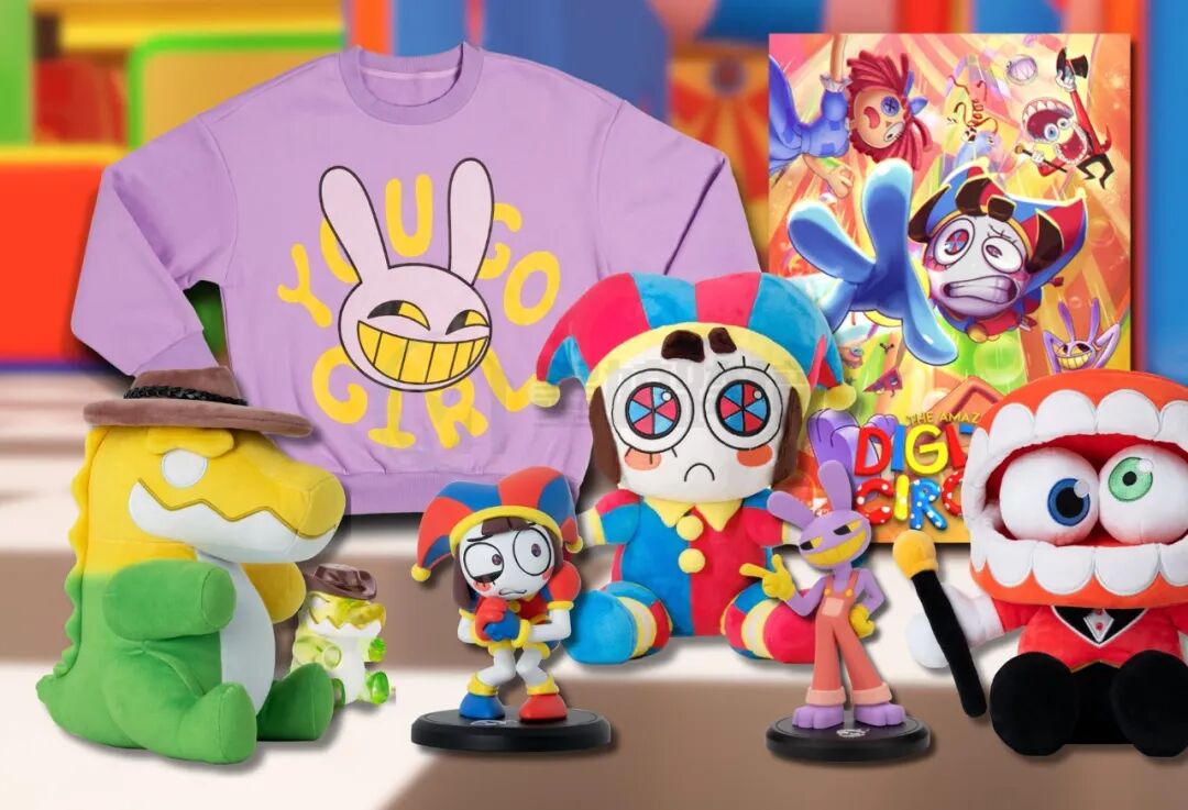 The Amazing Digital Circus服装、玩偶和周边产品展示图
