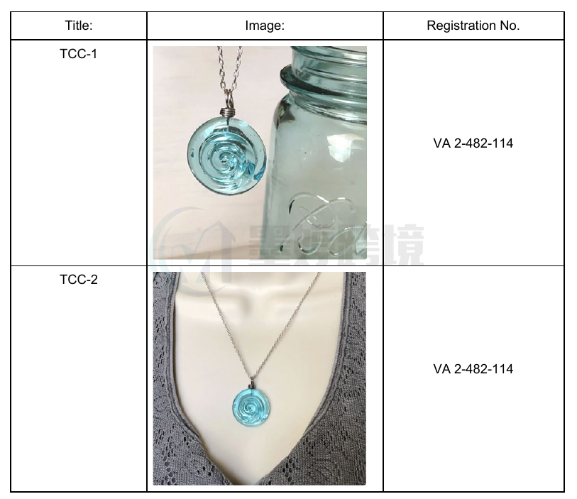 Tinker Creek Creations版权登记截图,显示VA 2-482-114