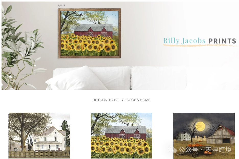 Billy Jacobs乡村画作品及销售页面示意图