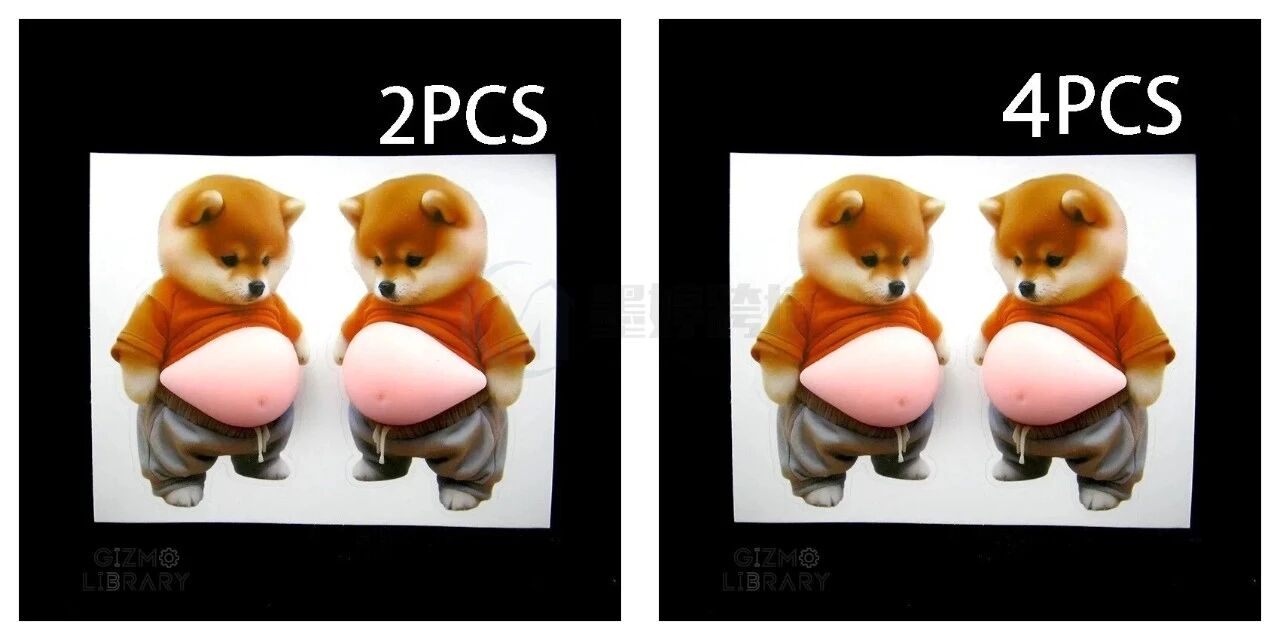 柴犬3D软贴和防撞贴产品组合示意图