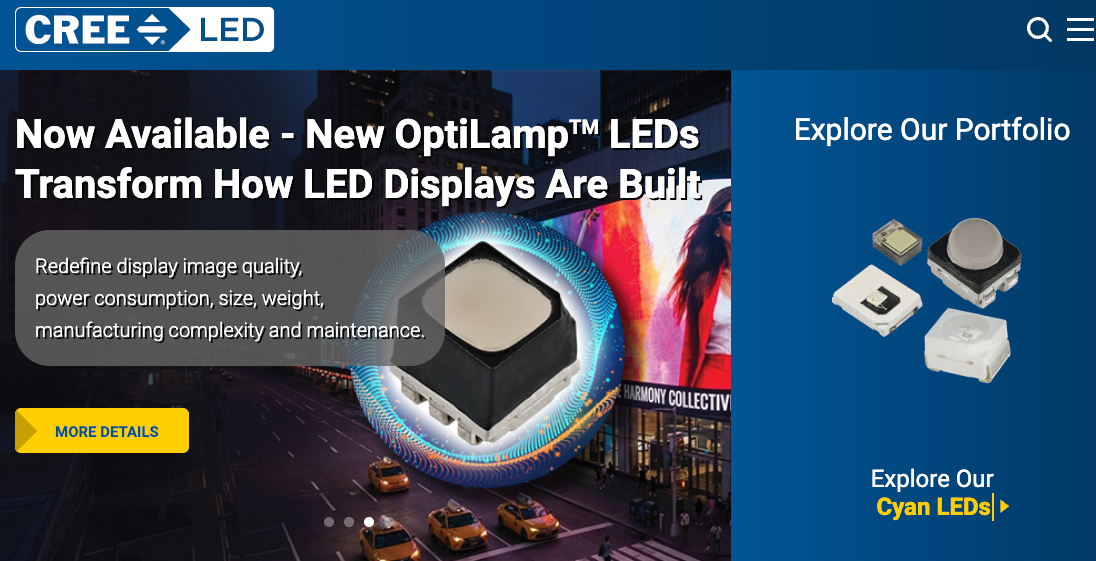 CreeLED LED产品官网页面截图