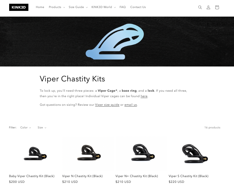 KINK3D Viper Chastity产品页面截图