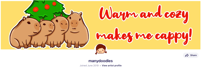manydoodles水豚插画作品页面截图